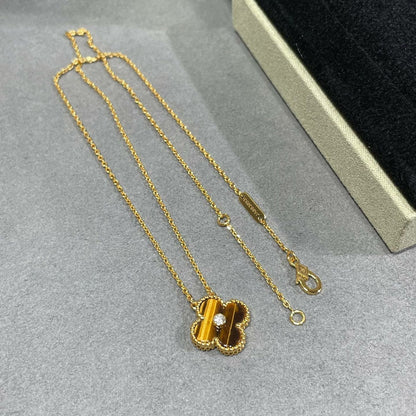 [Liorra]CLOVER 15MM DIAMOND AND YELLOW TIGER'S EYE AGATE necklace