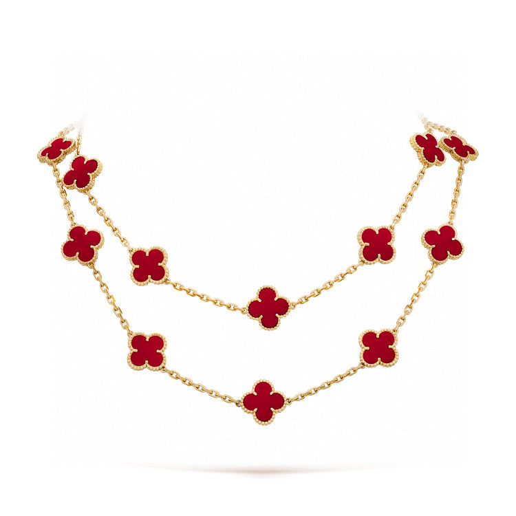 [Liorra]CLOVER 20 MOTIFS CARNELIAN NECKLACE