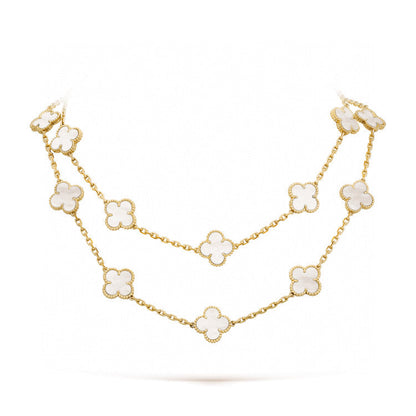 [Liorra]CLOVER 20 MOTIFS WHITE MOP NECKLACE