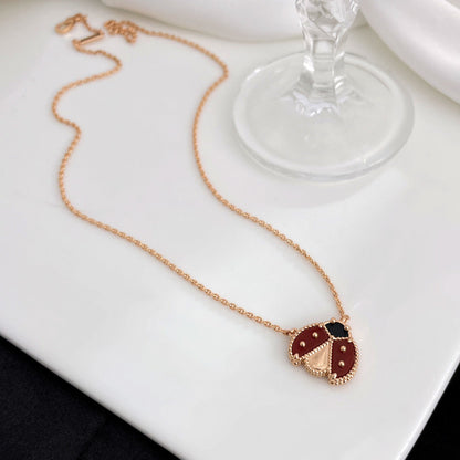 [Liorra]LUCKY  CARNELIANS LADYBUG NECKLACE