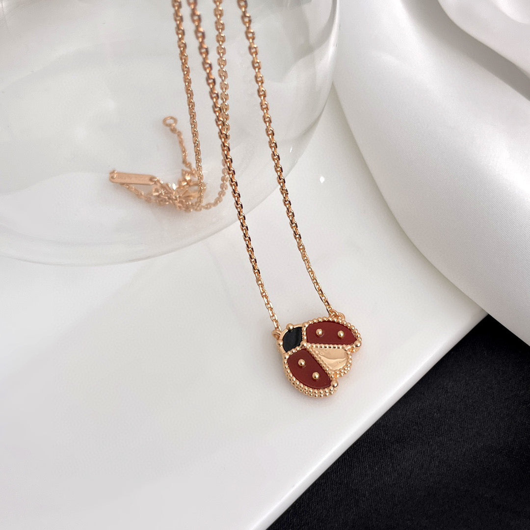 [Liorra]LUCKY  CARNELIANS LADYBUG NECKLACE