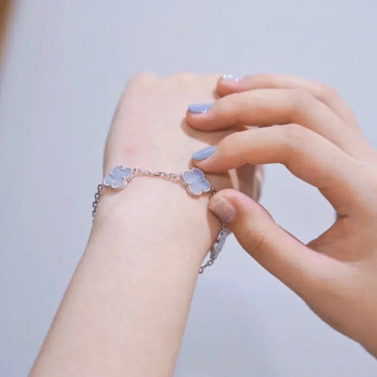 [Liorra] CLOVER 5 MOTIF PURPLE CHALCEDONY BRACELET COLLECTION
