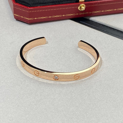 [Liorra]LOVE BRACELET 6.1MM 1 DIAMOND OPEN CUFF