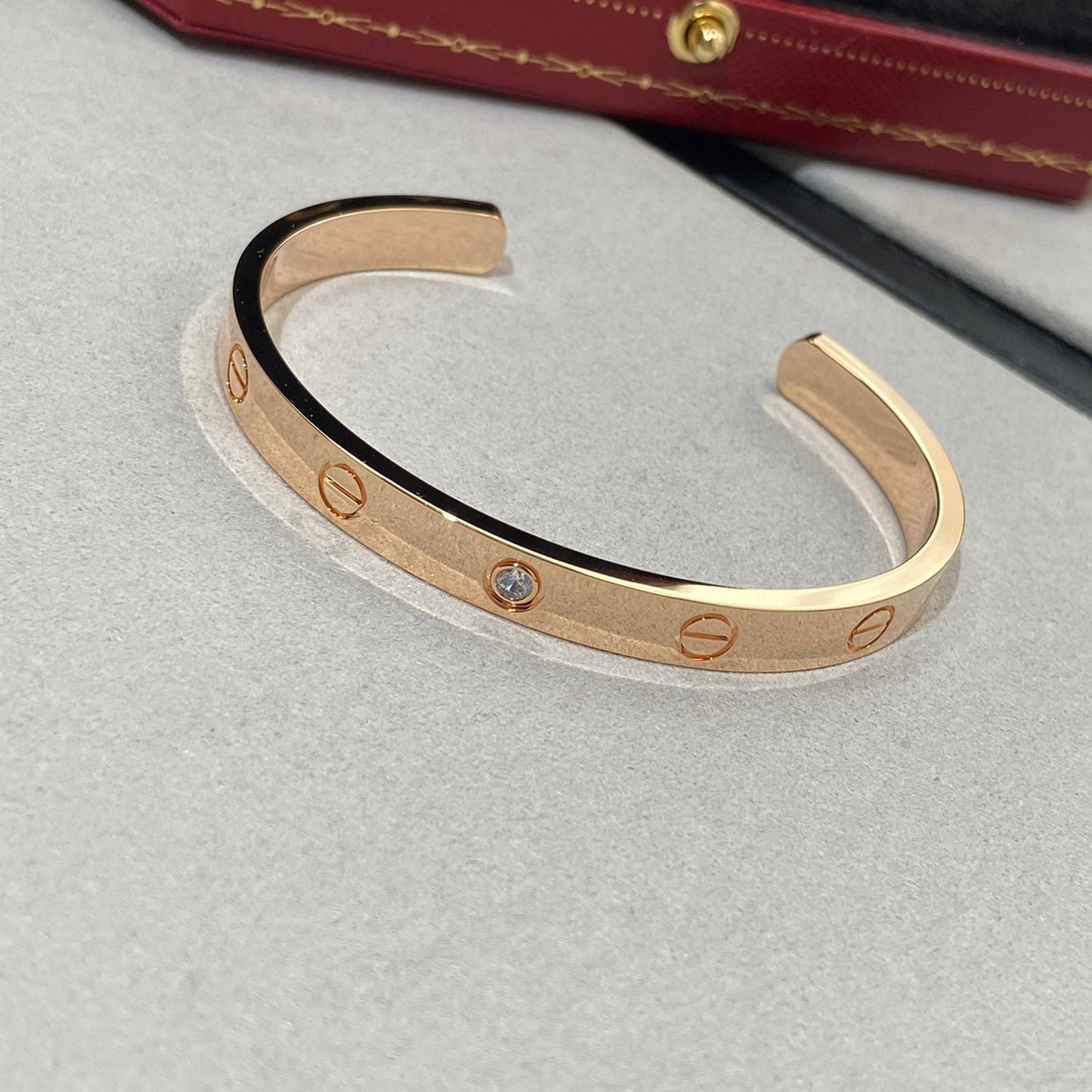 [Liorra]LOVE BRACELET 6.1MM 1 DIAMOND OPEN CUFF