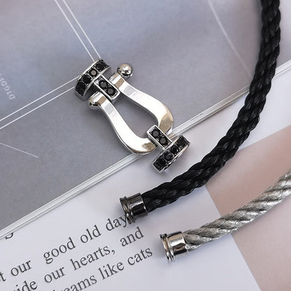 [Liorra]FORCE LARGE HORSESHOE BLACK DIAMOND BRACELET SILVER