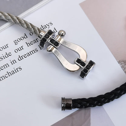 [Liorra]FORCE LARGE HORSESHOE BLACK DIAMOND BRACELET SILVER