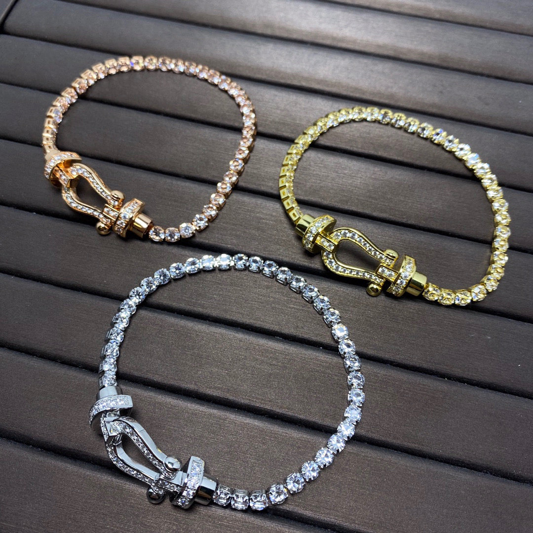 [Liorra]FORCE  LARGE HORSESHOE FULL DIAMOND TENNIS BRACELET