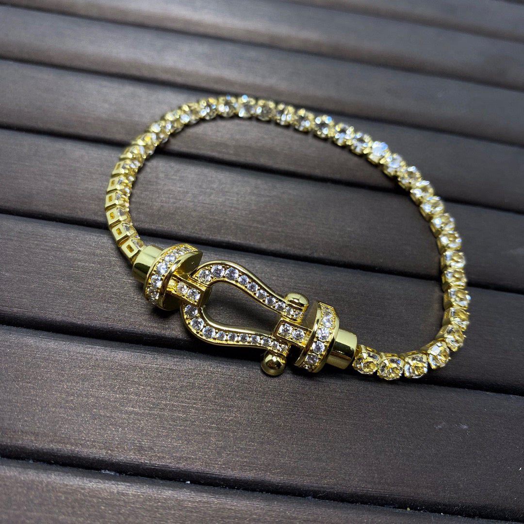 [Liorra]FORCE  LARGE HORSESHOE FULL DIAMOND TENNIS BRACELET