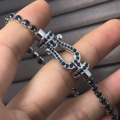 [Liorra]FORCE  LARGE HORSESHOE FULL DIAMOND TENNIS BRACELET