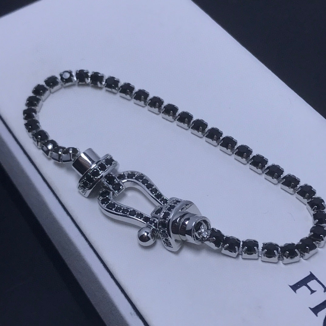 [Liorra]FORCE  LARGE HORSESHOE FULL DIAMOND TENNIS BRACELET