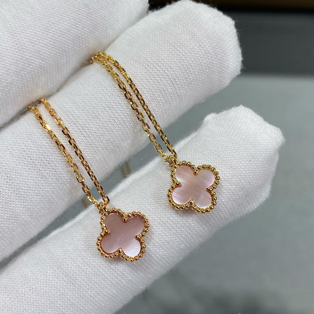 [Liorra]CLOVER 15MM PINK MOTHER-OF-PEARL SINGLE FLOWER NECKLACE