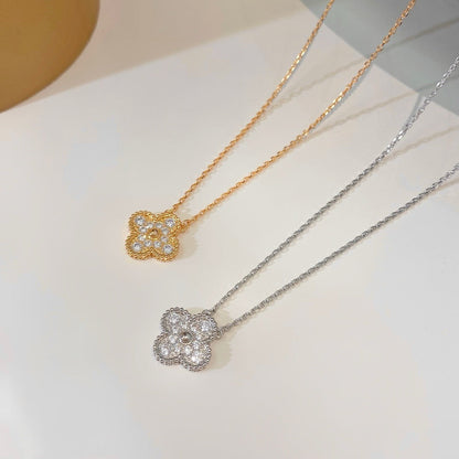 [Liorra]CLOVER 15MM DIAMOND SINGLE FLOWER NECKLACE