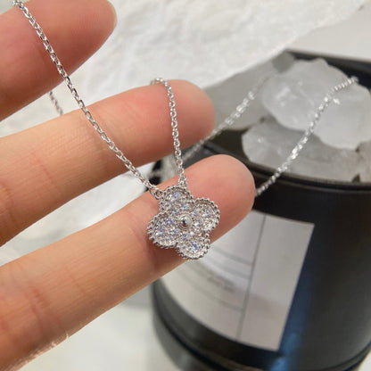 [Liorra]CLOVER 15MM DIAMOND SINGLE FLOWER NECKLACE