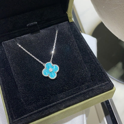 [Liorra]CLOVER 15MM DIAMOND SVRES PORCELAIN  NECKLACE SILVER