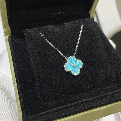 [Liorra]CLOVER 15MM DIAMOND SVRES PORCELAIN  NECKLACE SILVER