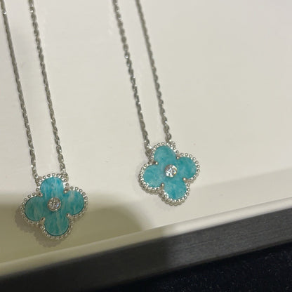 [Liorra]CLOVER 15MM DIAMOND SVRES PORCELAIN  NECKLACE SILVER