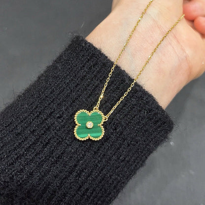 [Liorra]CLOVER 15MM DIAMOND TURQUOISE NECKLACE