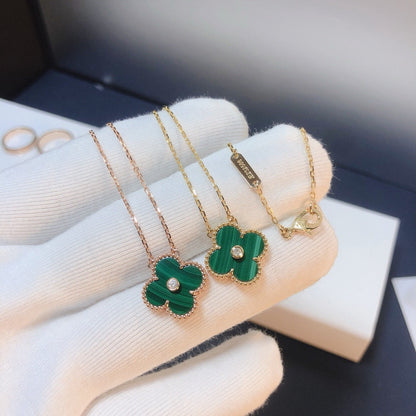 [Liorra]CLOVER 15MM DIAMOND TURQUOISE NECKLACE