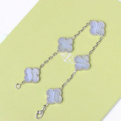 [Liorra] CLOVER 5 MOTIF PURPLE CHALCEDONY BRACELET COLLECTION