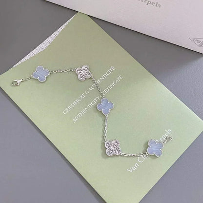 [Liorra] CLOVER 5 MOTIF PURPLE CHALCEDONY BRACELET COLLECTION