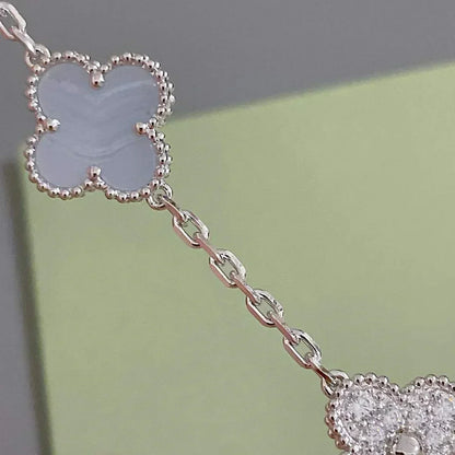 [Liorra] CLOVER 5 MOTIF PURPLE CHALCEDONY BRACELET COLLECTION