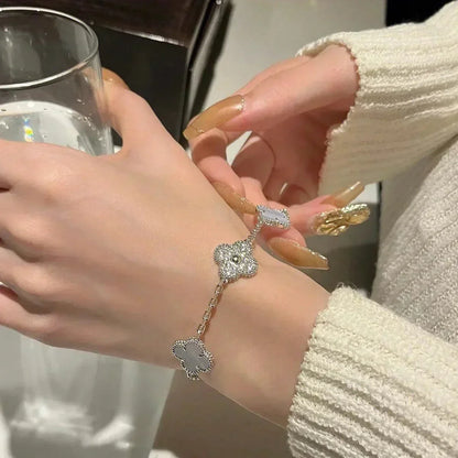 [Liorra] CLOVER 5 MOTIF PURPLE CHALCEDONY BRACELET COLLECTION