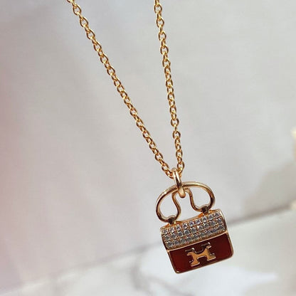 [Liorra]CONSTANCE RED PEDANT PINK GOLD NECKLACE