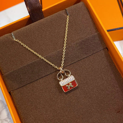 [Liorra]CONSTANCE RED PEDANT PINK GOLD NECKLACE