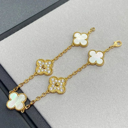 [Liorra]CLOVER WHITE PEARL MOP 5 MOTIF BRACELET COLLECTION