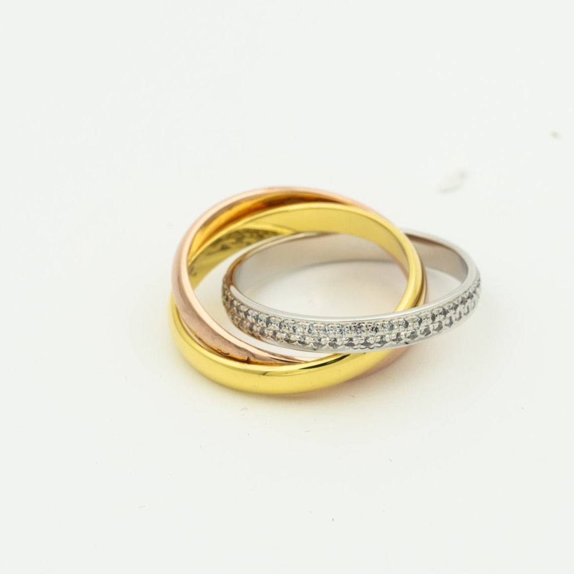 [Liorra Jewelry]TRINITY RING GOLD PINK GOLD SILVER DIAMONDS