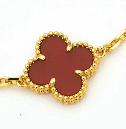 [Liorra] CLOVER 5 MOTIF RED CORNELIAN BRACELET COLLECTION