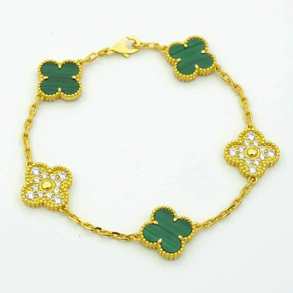 [Liorra] CLOVER 5 MOTIF MALACHITE BRACELET COLLECTION