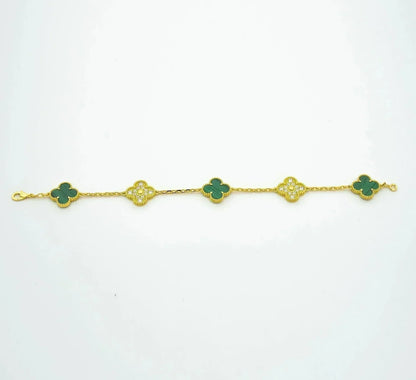 [Liorra] CLOVER 5 MOTIF MALACHITE BRACELET COLLECTION