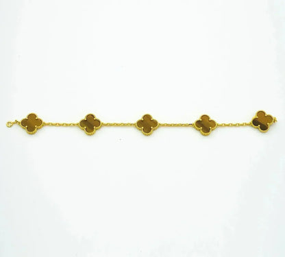 [Liorra] CLOVER 5 MOTIFS TIGER EYE BRACELET COLLECTION