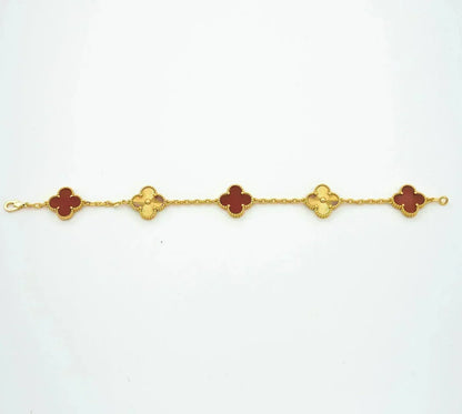 [Liorra] CLOVER 5 MOTIF RED CORNELIAN BRACELET COLLECTION