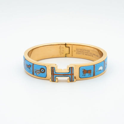 [Liorra]H PINK GOLD BRACELET BLUE CERAMIC