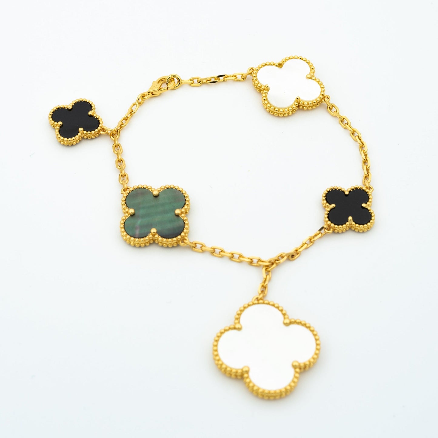 [Liorra]CLOVER BRACELET 5 MOTIFS ONYX MOP
