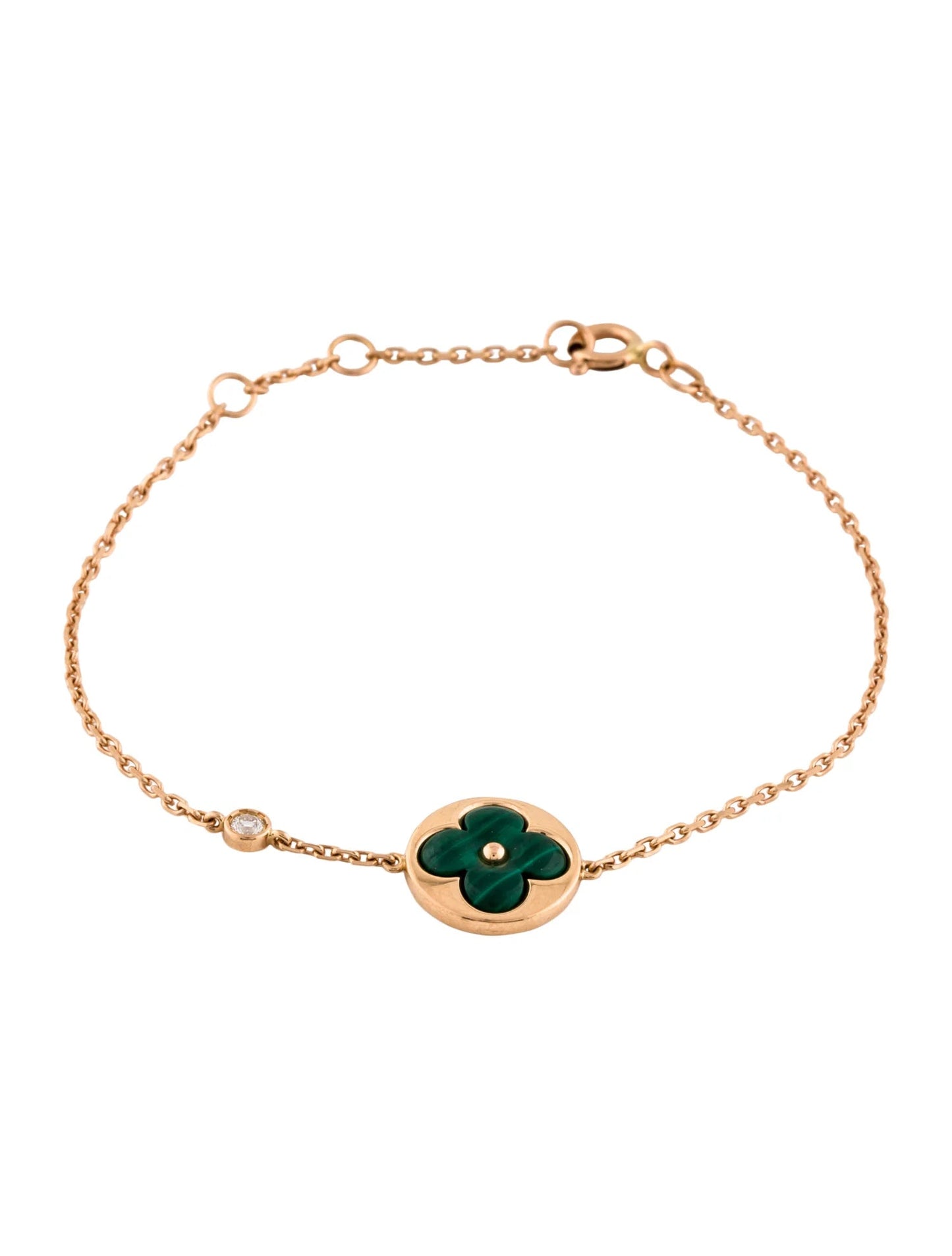 [Liorra]SUN MALACHITE 1 DIAMOND PINK GOLD BRACELET