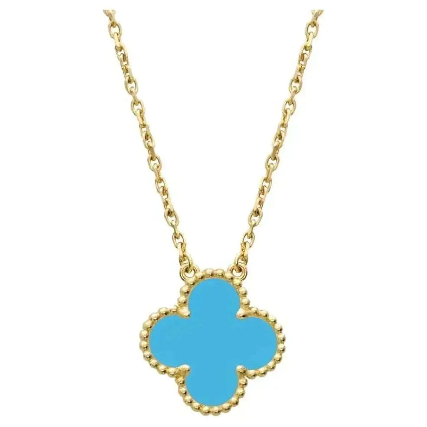 [Liorra]CLOVER 15MM VINTAGE TURQUOISE NECKLACE