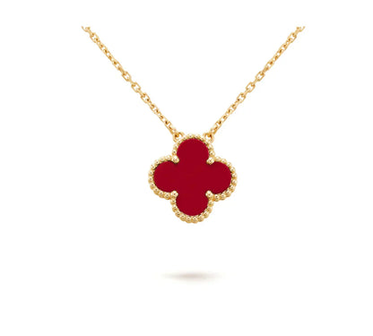[Liorra]CLOVER 15MM CARNELIAN SINGLE FLOWER NECKLACE