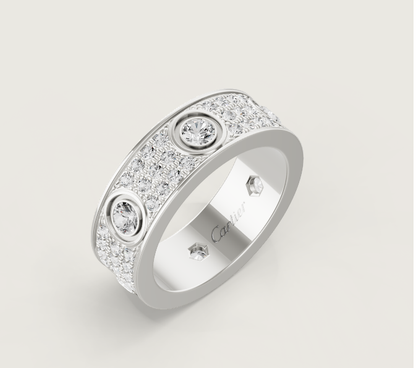 [Liorra]LOVE RING 6.5MM Full Diamond, 6 Major Diamonds Silver