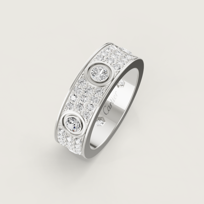 [Liorra]LOVE RING 6.5MM Full Diamond, 6 Major Diamonds Silver