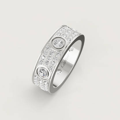 [Liorra]LOVE RING 6.5MM Full Diamond, 6 Major Diamonds Silver