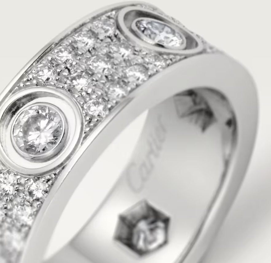 [Liorra]LOVE RING 6.5MM Full Diamond, 6 Major Diamonds Silver