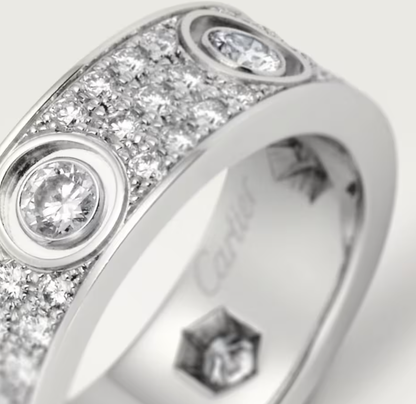 [Liorra]LOVE RING 6.5MM Full Diamond, 6 Major Diamonds Silver