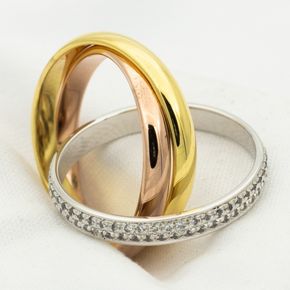 [Liorra Jewelry]TRINITY RING GOLD PINK GOLD SILVER DIAMONDS