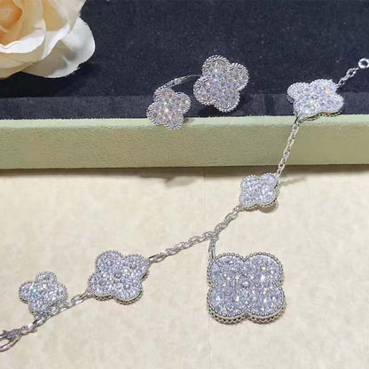 [Liorra]CLOVER 6 MOTIFS SILVER DIAMOND BRACELET
