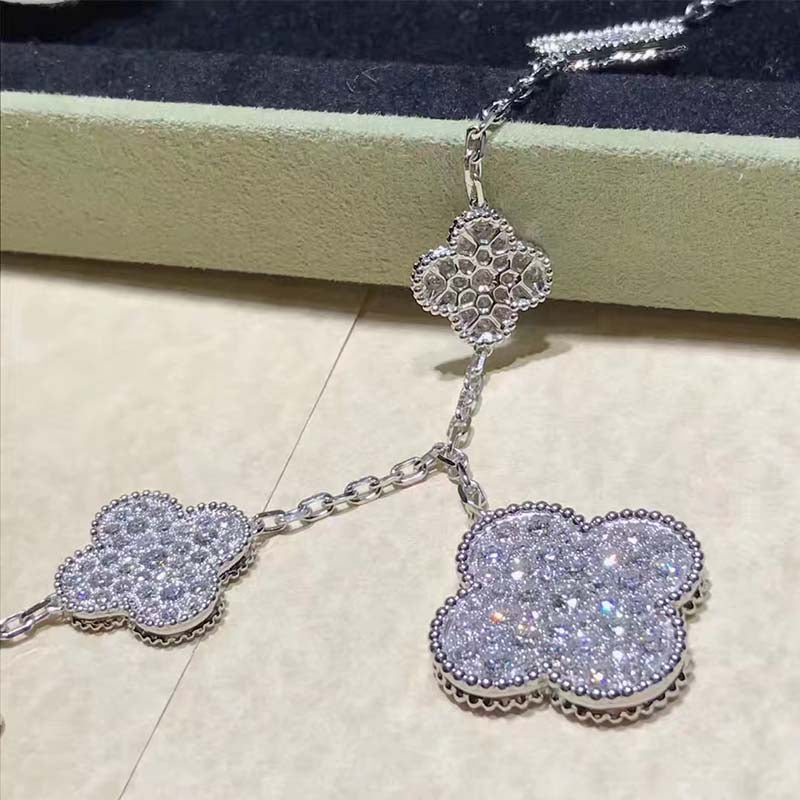 [Liorra]CLOVER 6 MOTIFS SILVER DIAMOND BRACELET