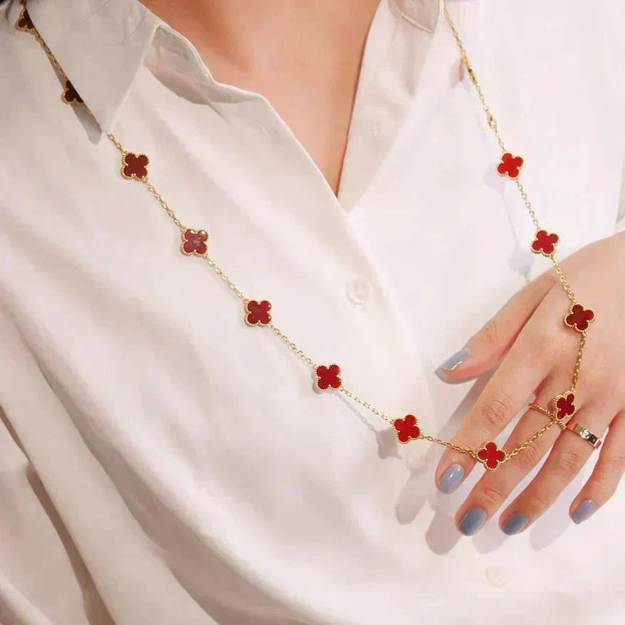 [Liorra]CLOVER 20 MOTIFS CARNELIAN NECKLACE