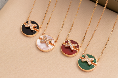 [Liorra]JEUX DE PINK GOLD DIAMOND NECKLACE